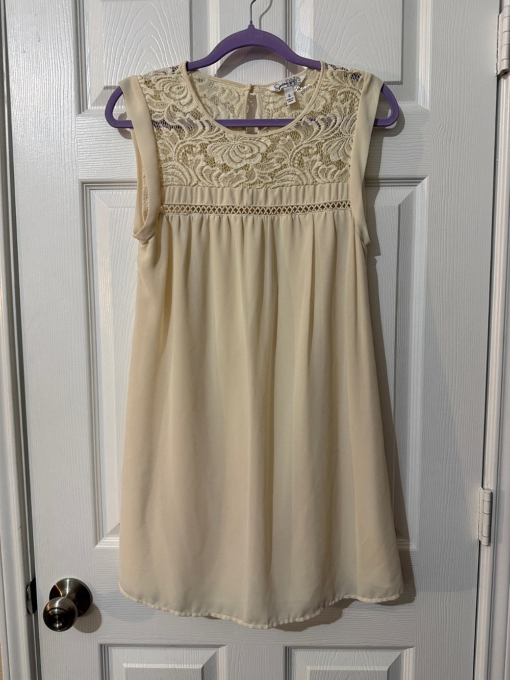 Speechless Cream Lace Dress with Delicate Overlay